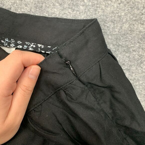 Anthropologie Pants Womens 2T Tall Black Wide Leg Eyelet Crop High Rise Side Zip - Picture 5 of 15